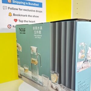 YILIWU Water Appliance Gift Pack - Aqua Blue Glass Pitcher Set